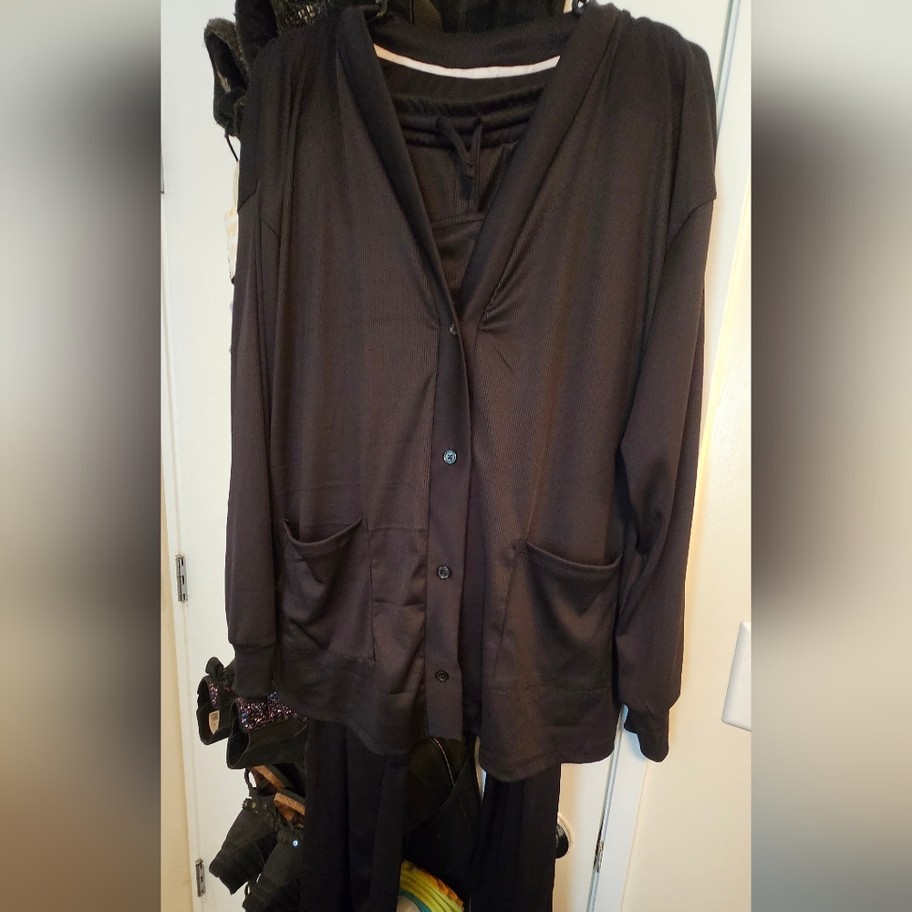 EUC! XL Black Live2Lounge Cardigan 3-piece Set - Picture 2 of 8